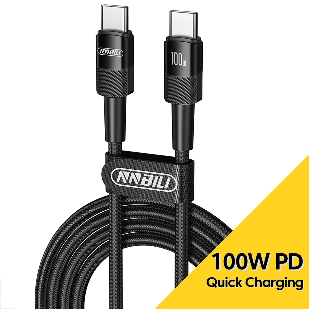 NNBILI 2024 Schnellladekabel, neues 100-W-USB-C-auf-USB-C-PD-Kabel, Schnellladekabel, 1 m/2 m Kabel für iPhone 15 Pro Max, MacBook, Samsung, Xiaomi, Huawei