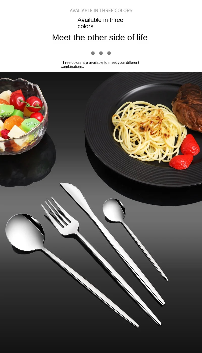 Ensemble de vaisselle en acier inoxydable doré 24 pièces, couteau à steak, fourchette, cuillère à soupe, cuillère à café, couverts lavables au lave-vaisselle, vaisselle de cuisine