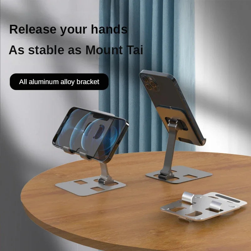 Support de téléphone de bureau pliable universel en alliage d'aluminium, support de montage pour téléphone portable, support en métal de bureau pour tablette