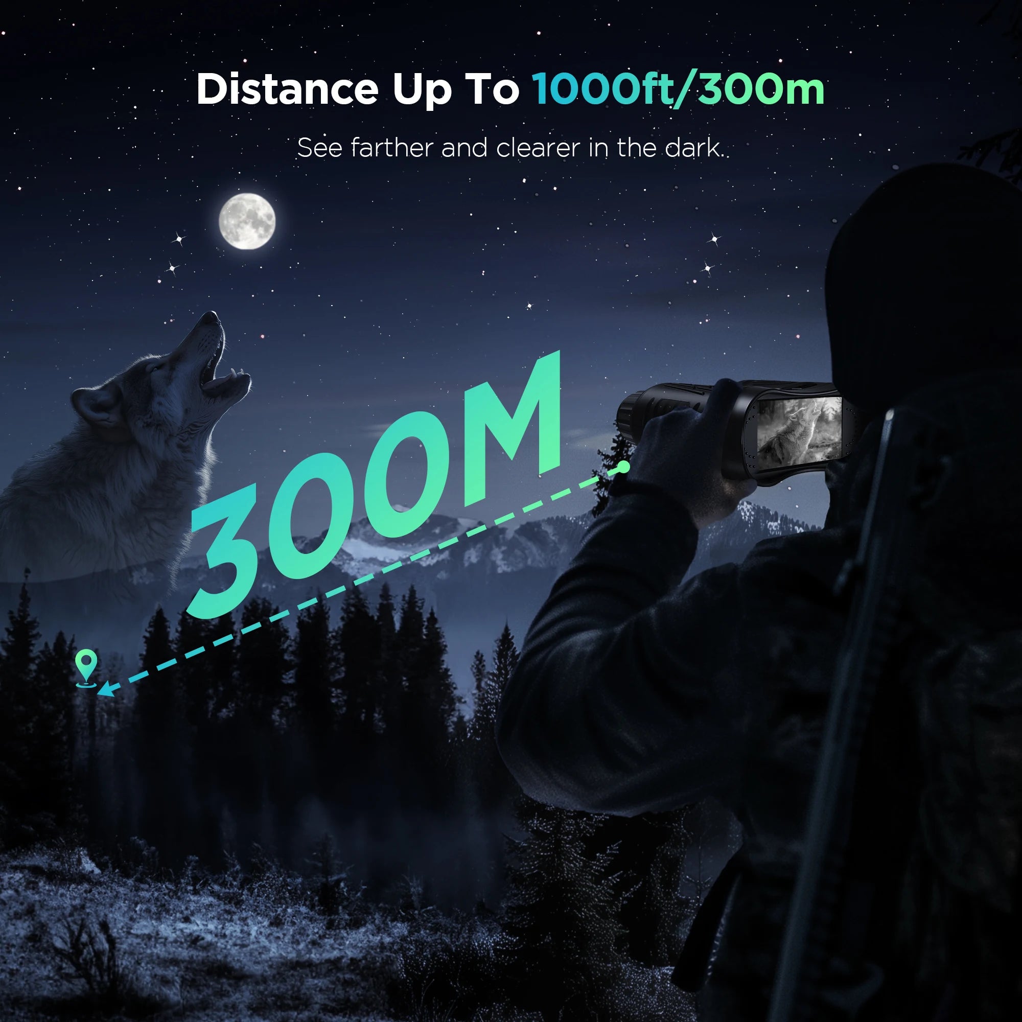 Jumelles de Vision Nocturne 4K UHD – Zoom 8X, Portée 300 m, Caméra Infrarouge, Idéal Chasse, Camping et Bateau