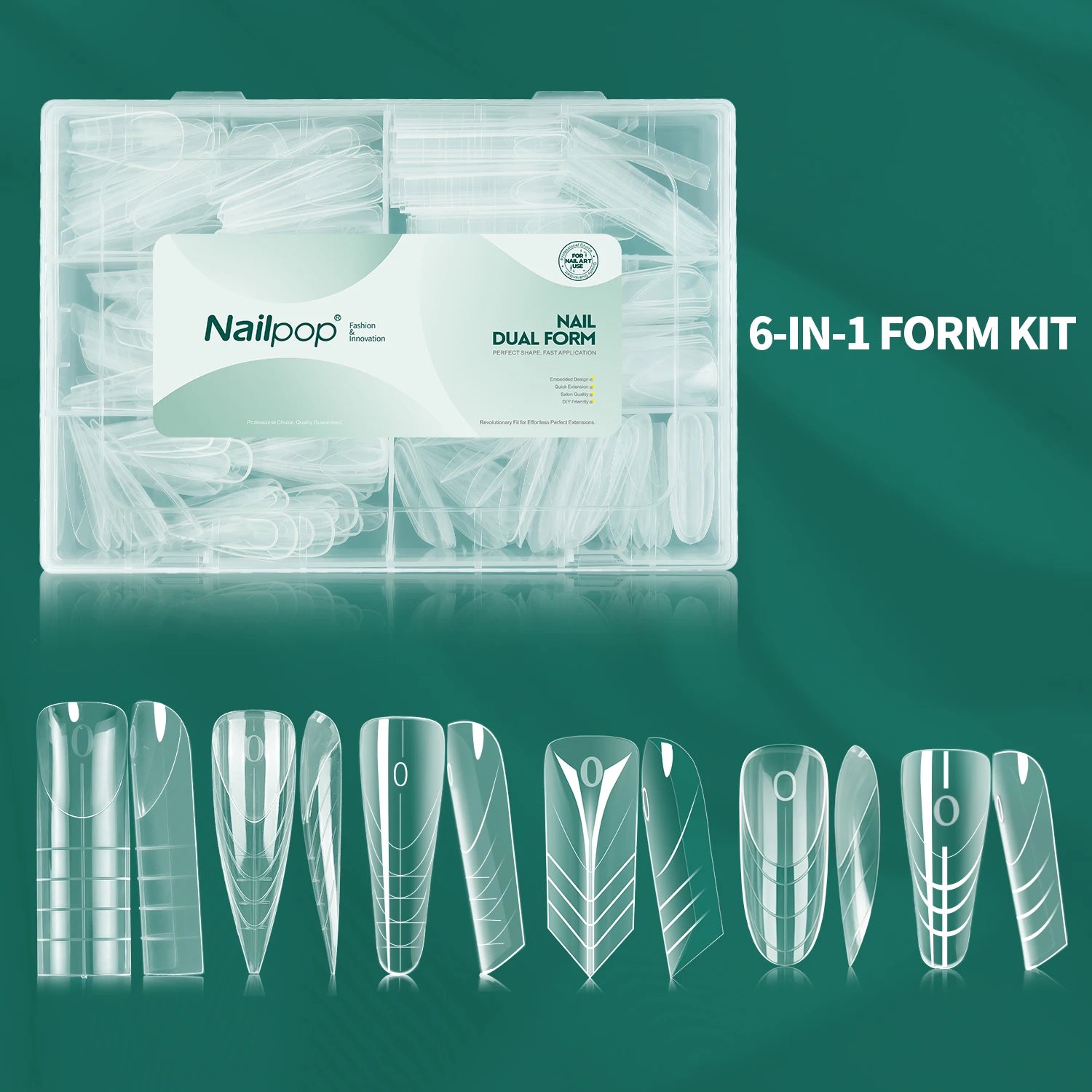 Formes d’ongles français double forme, 360 pièces, 6 styles uniques