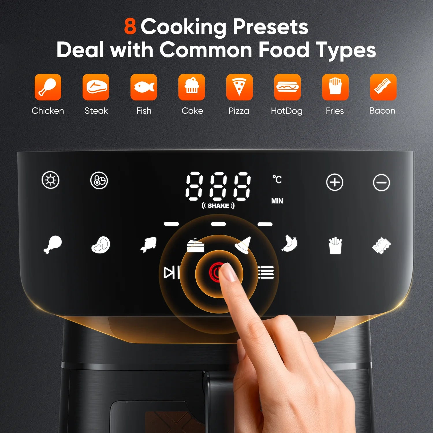Friteuse à air intelligente sans huile, Air Fryer grande capacité, écran tactile LED, visualisation de fenêtre, appareil de cuisine, appareil ménager, 7L