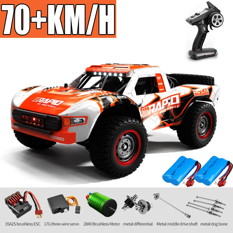 Voiture Rc tout-terrain 4x4, 50 km/h ou 75 km/h, moteur sans balais à grande vitesse, Monster Truck 1/16, voitures de course dans le désert/neige, jouets pour garçons