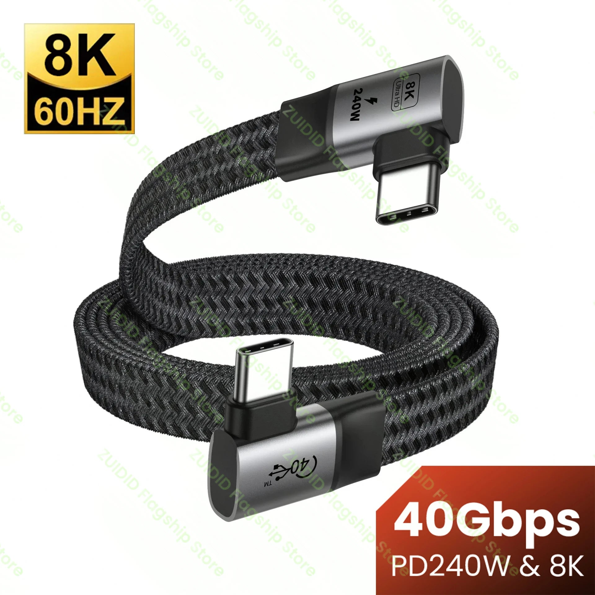 Câble de données plat USB4 40Gbps Type C à Type C ThunderBolt 3 PD 240W 5A USB-C pour iPhone 15 16 Pro MacBook Pro Samsung Xiaomi