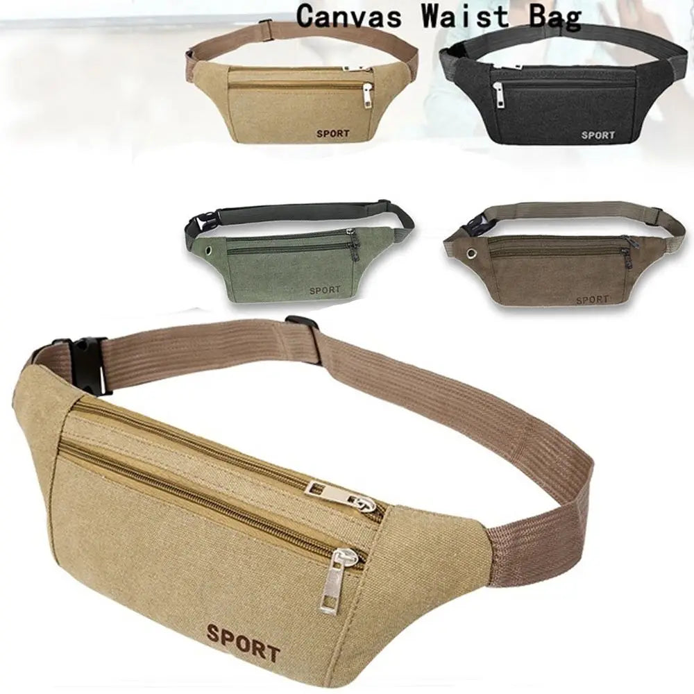 Sac banane multi-poches pour femme/homme, sac banane, sac ceinture en toile, portefeuille décontracté