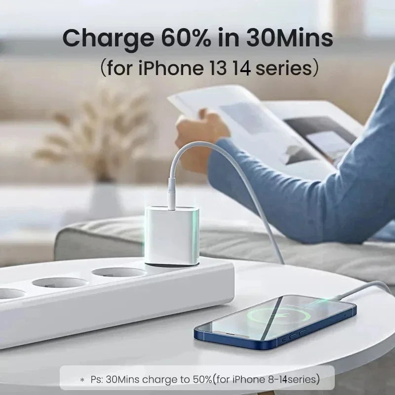 Chargeur rapide PD 35W pour iPhone 13 / 12 / 11 / 14 / 15 Pro Max, USB-C, compatible iPhone 7 / 8 Plus / X / XR / XS