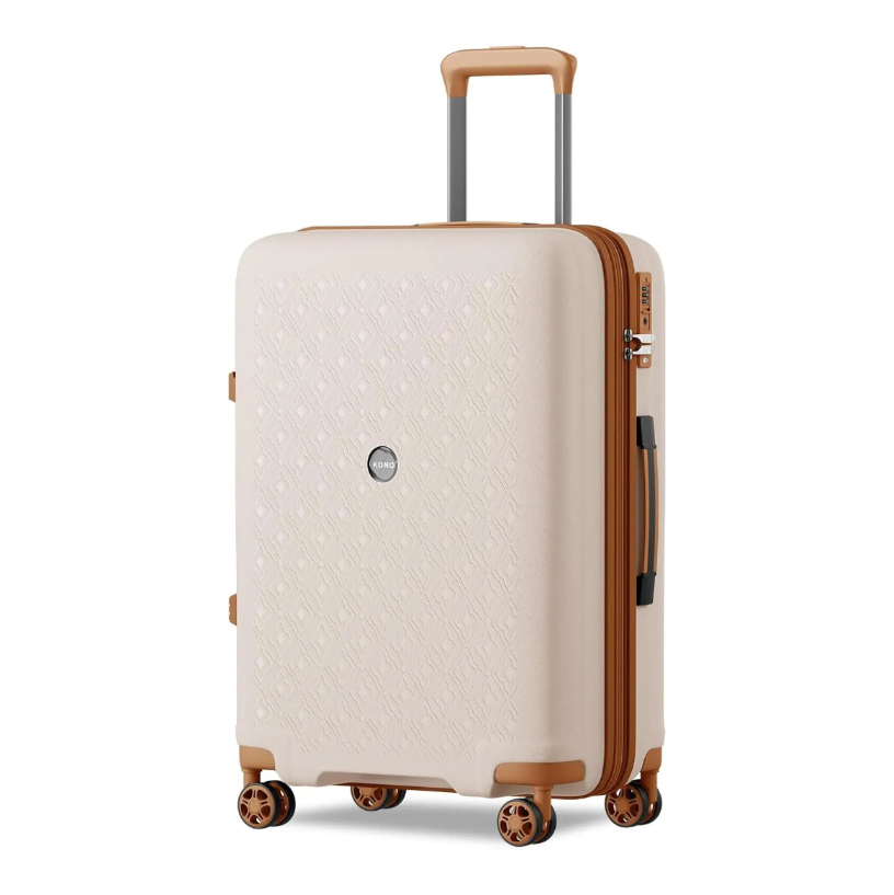 KONO Étui rigide en polypropylène avec porte-gobelet, extensible, léger et robuste, boîtier de chariot à verrouillage TSA à 4 roues