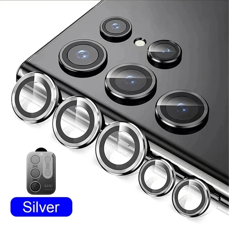 Anneau d'objectif en métal pour Samsung Galaxy S25 S24 S23 S22 Ultra Plus Z Fold 7 6 – Couvercle de protection d'appareil photo en verre trempé HD