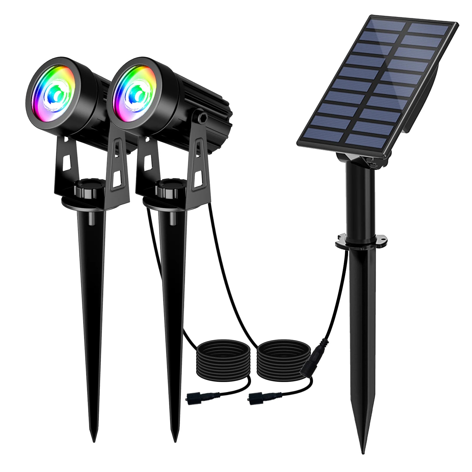 T-SUNRISE Solar-LED-Strahler – IP65, RGB und warm-/kaltweiß, 1/2/4 Leuchten, Außenbeleuchtung für Garten und Dekoration
