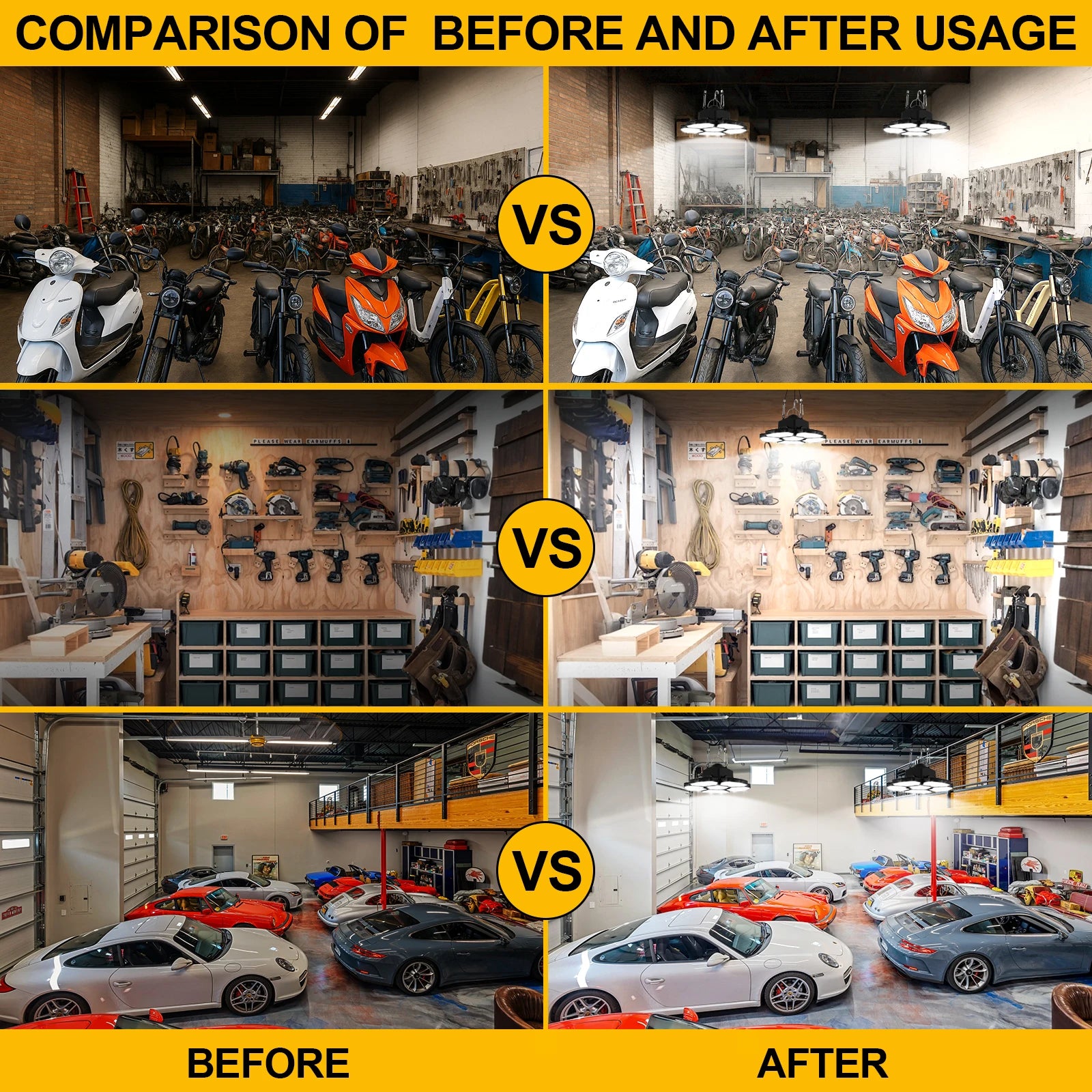 T-SUNRISE LED-Hängeleuchte – Kompatibel mit Dewalt 15-20V, 166 SMD2835 LEDs, verstellbarer Winkel, tragbare Garage- und Hallenbeleuchtung