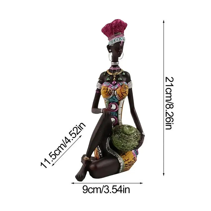 Vintage afrikanische Kunststatuette für Schlafzimmer, Skulpturen afrikanischer Frauen, dekorative Stammesmädchenfigur