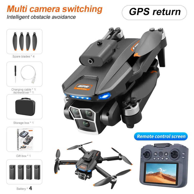Drone GPS S158 2025 avec écran pliable et caméra HD 8K