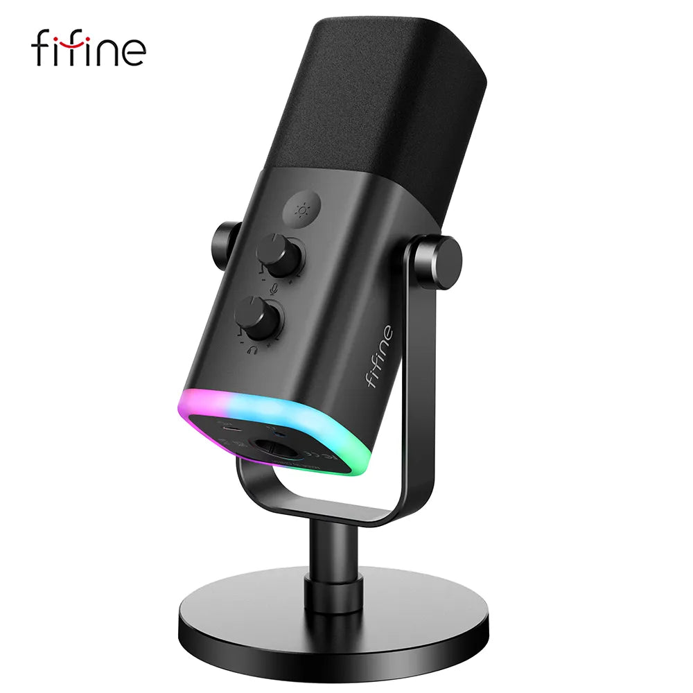 USB/XLR Dynamic Microphone with Touch Mute Button, I/O Controls, for PC PS5/4 Mixer, Gaming Mic, Ampligame AM8