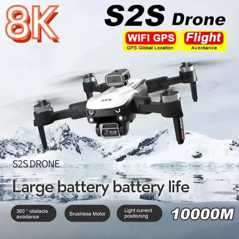 Drone Xiaomi-Mini Mijia S2S – Caméra HD 4K/6K/8K, évitement d’obstacles, moteur sans balais, quadricoptère RC pliable pour enfants