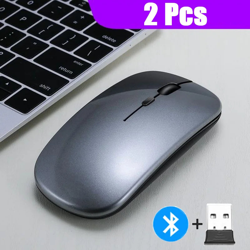 Souris sans fil 2,4 GHz + Bluetooth 5.0 pour tablette, ordinateur portable, souris sans fil ultra-fine, version à piles AAA