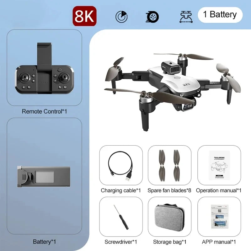 Drone S2S 8K 5G – GPS HD, double caméra, photographie aérienne professionnelle, évitement omnidirectionnel, moteur sans balais