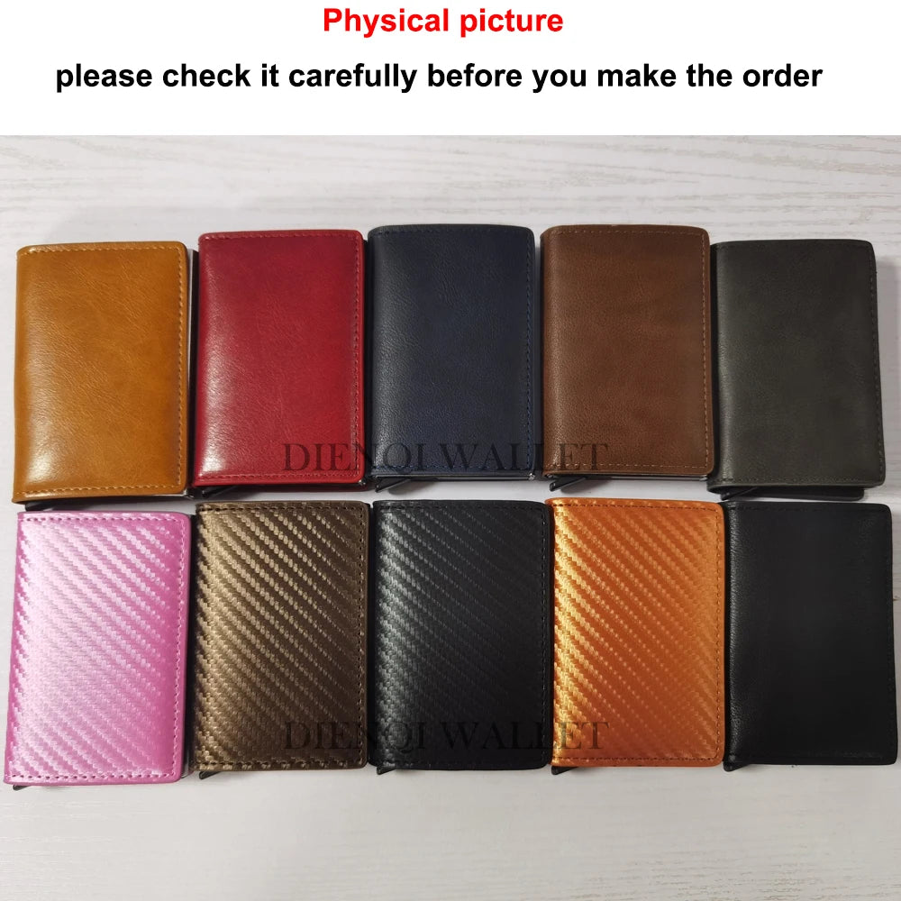 Portefeuille en aluminium fin en fibre de carbone pour homme, porte-cartes, portefeuille RFID, pop-up automatique, étui pour cartes bancaires
