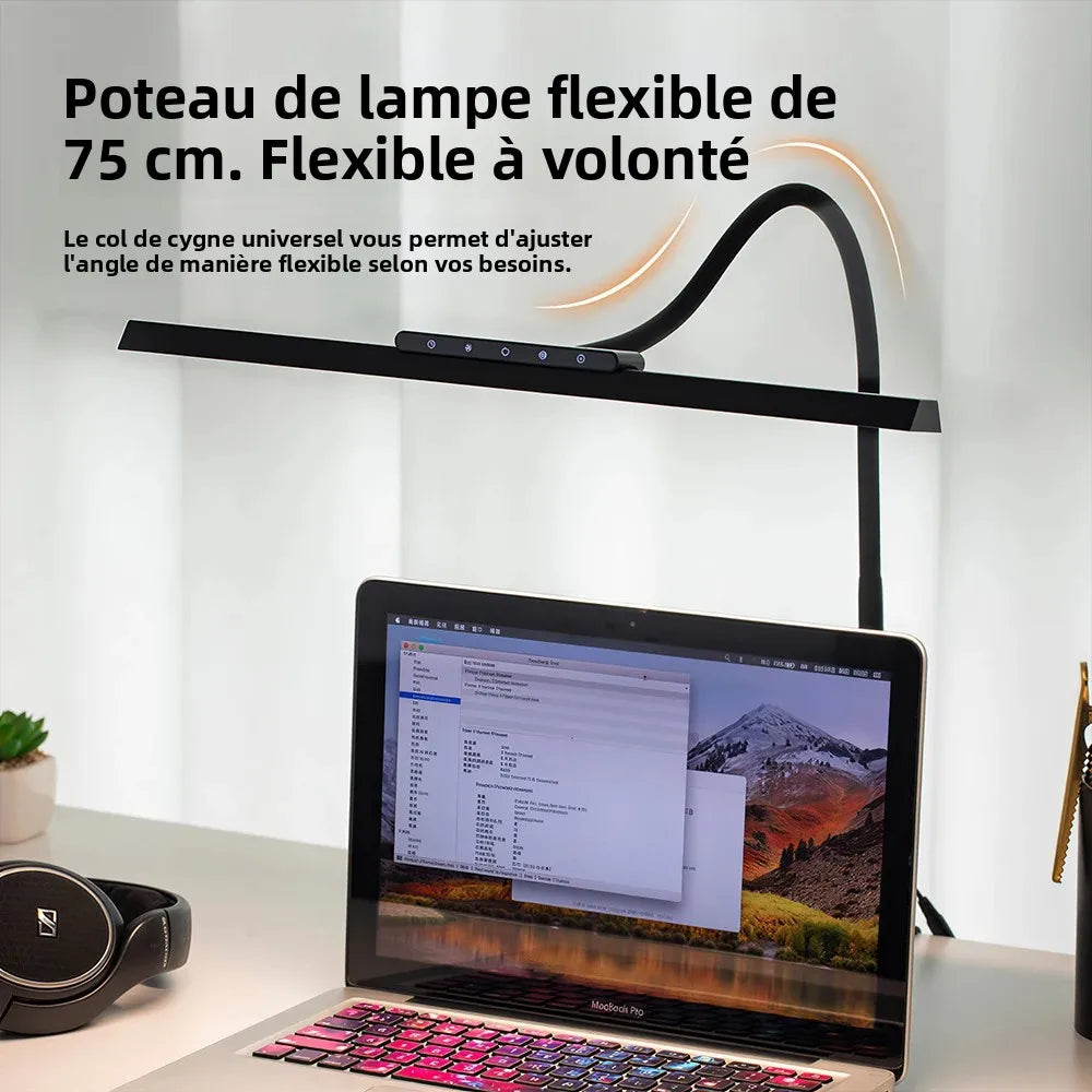 LED-Schreibtischlampe mit Vollspektrum – Augenschutz, flexibler Schwanenhals, stufenloses Dimmen, Touch-Steuerung, Zuhause und Büro
