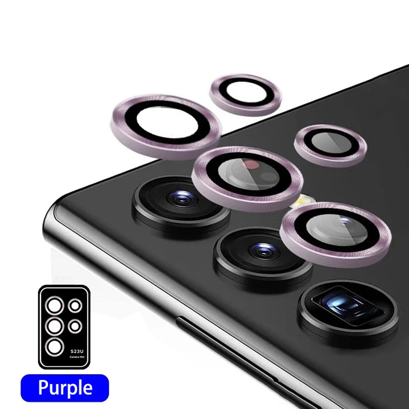 Anneau d'objectif en métal pour Samsung Galaxy S25 S24 S23 S22 Ultra Plus Z Fold 7 6 – Couvercle de protection d'appareil photo en verre trempé HD