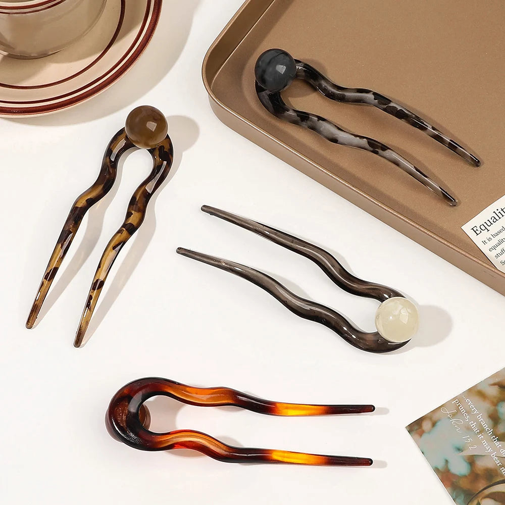 Retro U-förmige Haarnadel aus Acetat für Damen