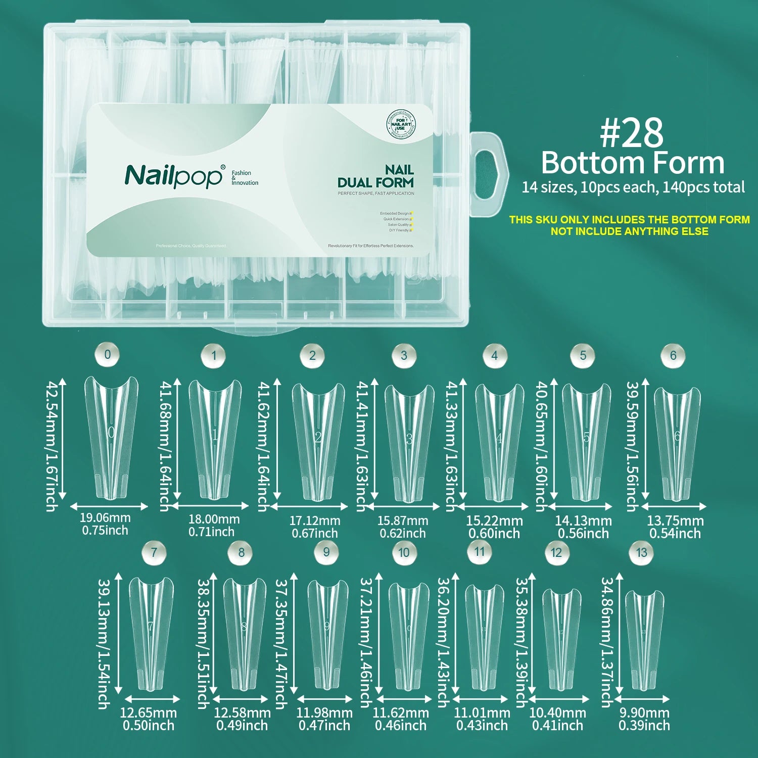 Formes doubles pour ongles, réutilisables, pointes claires, manucure française, Gel/Polygel/Acrylique, 70/140 pièces