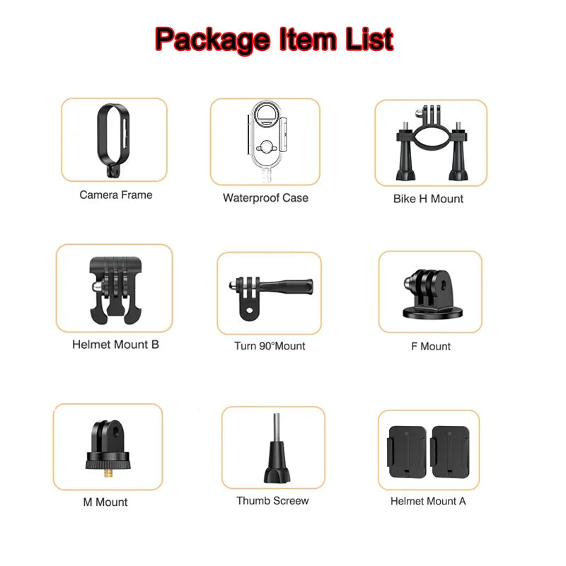 Accessoires Mini Caméra H88 – Étui Étanche, Supports Guidon, Casque et Vélo