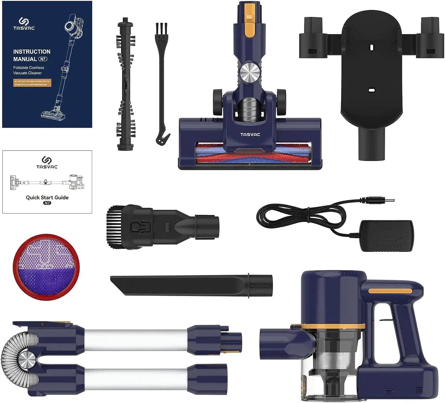 Aspirateur Balai Sans Fil N7 – 35 kPa, Bac à Poussière 1,2 L, Batterie Longue Durée, Autonomie Jusqu’à 55 min, Brosse 6‑en‑1