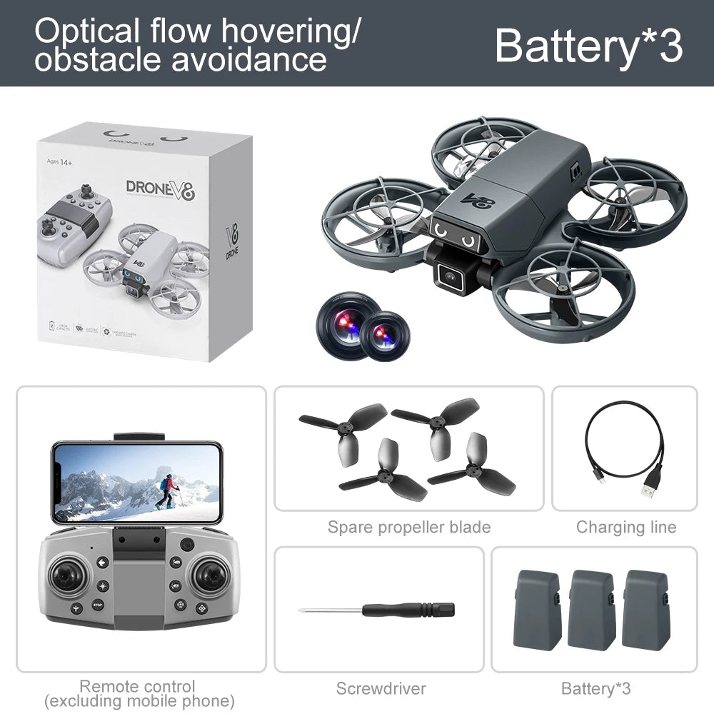 Mini Drone V86 4K HD 2025 – Caméra WIFI FPV, vol stationnaire, poche, quadrirotor RC, hélicoptère jouet, cadeau pour enfant