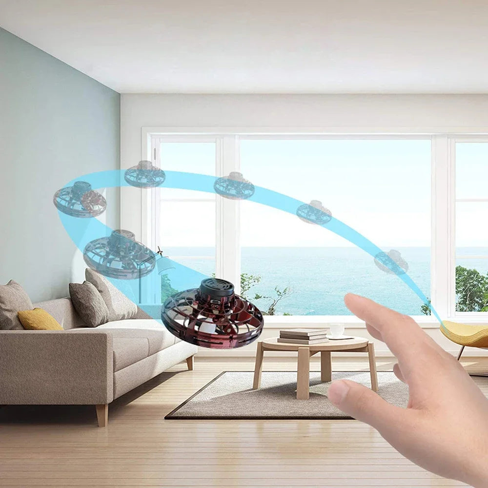 Mini Drone LED UFO à Induction – Vol du Bout des Doigts, Gyroscope Intégré, Jouet Anti-Stress pour Enfants et Adultes