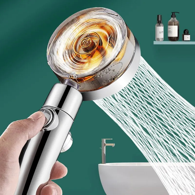Propeller shower head, rain, high pressure, water saving, pressurized nozzle, universal fit