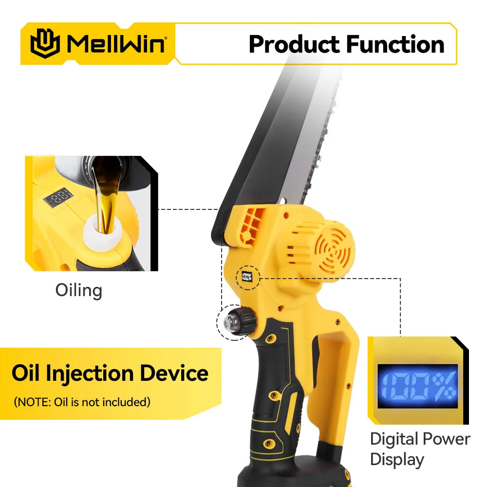 MELLWIN 8 pouces tronçonneuse électrique sans brosse taille scie sans fil bois coupe bûche scie outil pour Makita 18V batterie broche