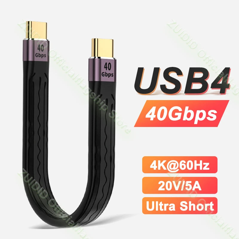 Câble USB pour Charge Rapide et Transfert de Données, Type C, Thunderbolt 3, 4K 60Hz, 40Gbps, 4.0, Gen3, PD, 100W, 5A