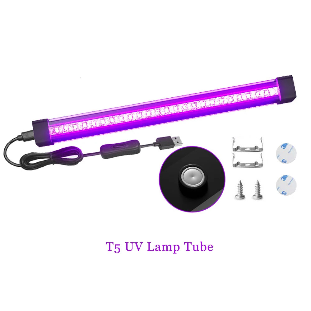 Wiederaufladbare UV-Lampe T5 395NM – 5W UV-LED-Röhre für Partys, Bühnen und Leuchtstoffbeleuchtung