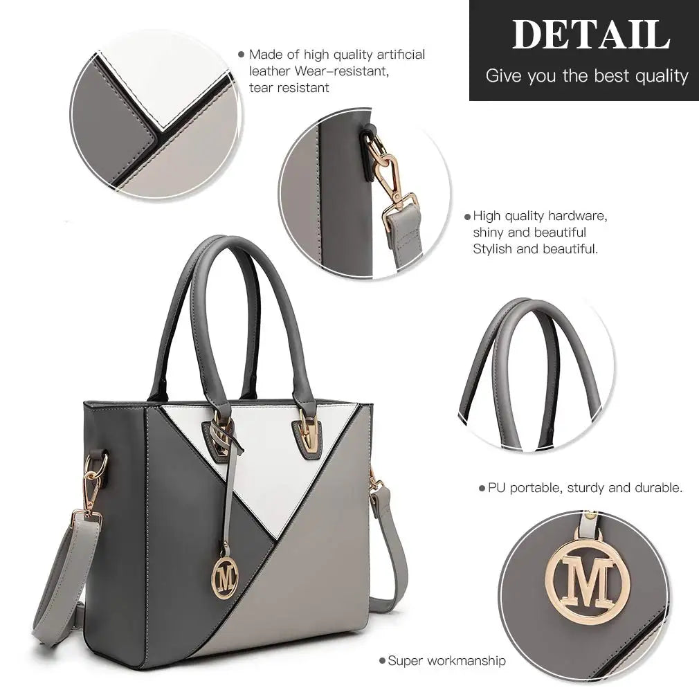 Sac à main en cuir synthétique Miss Lulu, effet géométrique ombré, bandoulière réglable et amovible