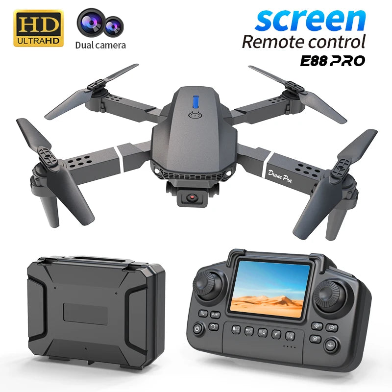 Drone E88 Pro 2025 – Quadrirotor Pliable 4K HD avec Écran