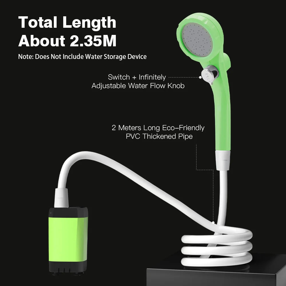 Pompe de douche de camping, kit de douche d'extérieur, avec plein écran, affichage numérique intelligent, réglable, 6000mAh