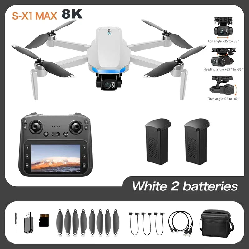 S-X1 GPS Drone 8K HD – Caméra professionnelle 3 axes, WIFI, quadrirotor pliant