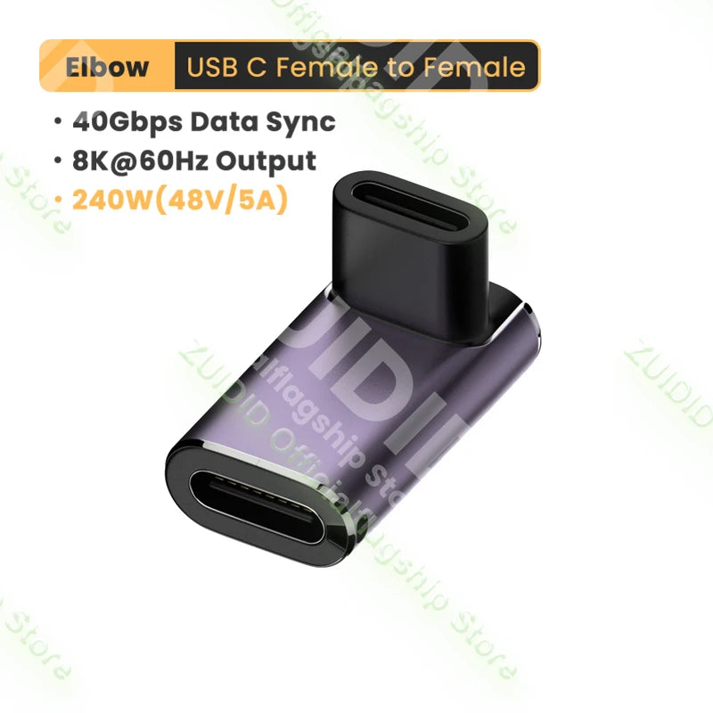Adaptateur OTG PD240W USB4.0 40Gbps Thunderbolt3 OTG adaptateur 8K @ 60Hz USB C à Type C 48V @ 5A convertisseur de charge rapide adaptateur de données pour Macbook