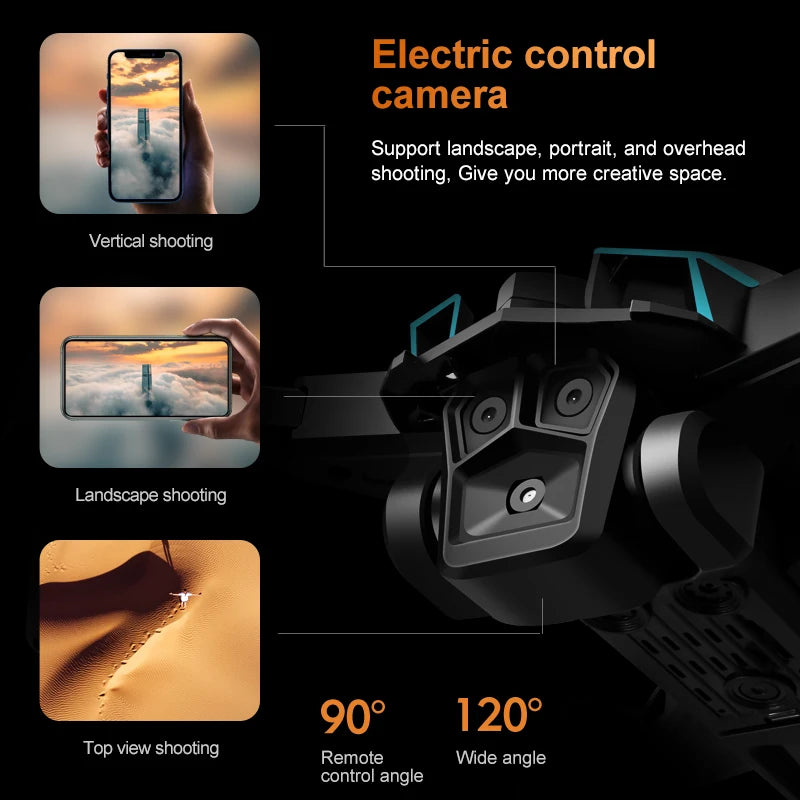 Drone à moteur sans balais K12 Max – Écran version solitaire, caméra HD 4K, évitement d'obstacles, quadrirotor pliable, jouet RC