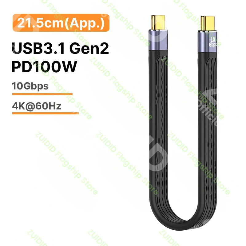 Câble USB pour Charge Rapide et Transfert de Données, Type C, Thunderbolt 3, 4K 60Hz, 40Gbps, 4.0, Gen3, PD, 100W, 5A