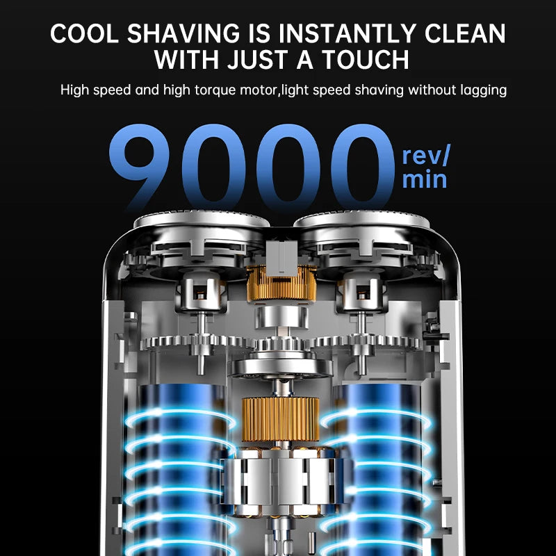 Mini rasoir électrique pour hommes – double tête rotative, étanche, rechargeable Type-C, portable, pour voyage, cheveux et barbe