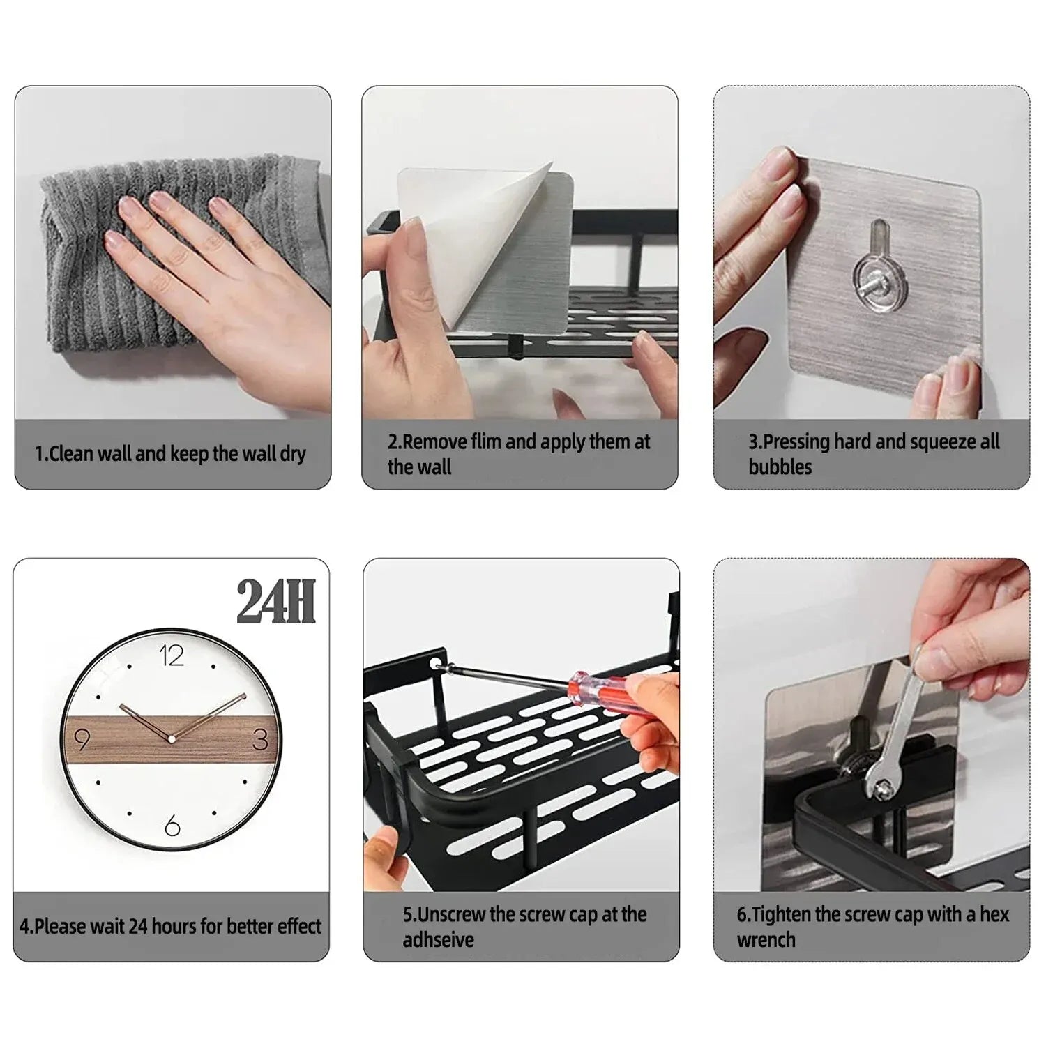 Étagère de douche T1 en alliage d'aluminium, étagère de rangement de cuisine, accessoires sans perceuse