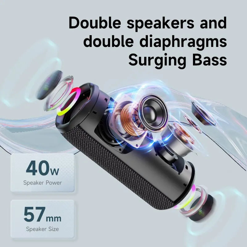 S49PRO Portable Bluetooth Speaker, Wireless Speaker, IPX6 Waterproof Speaker, Bass Boost, Pairing, 20W
