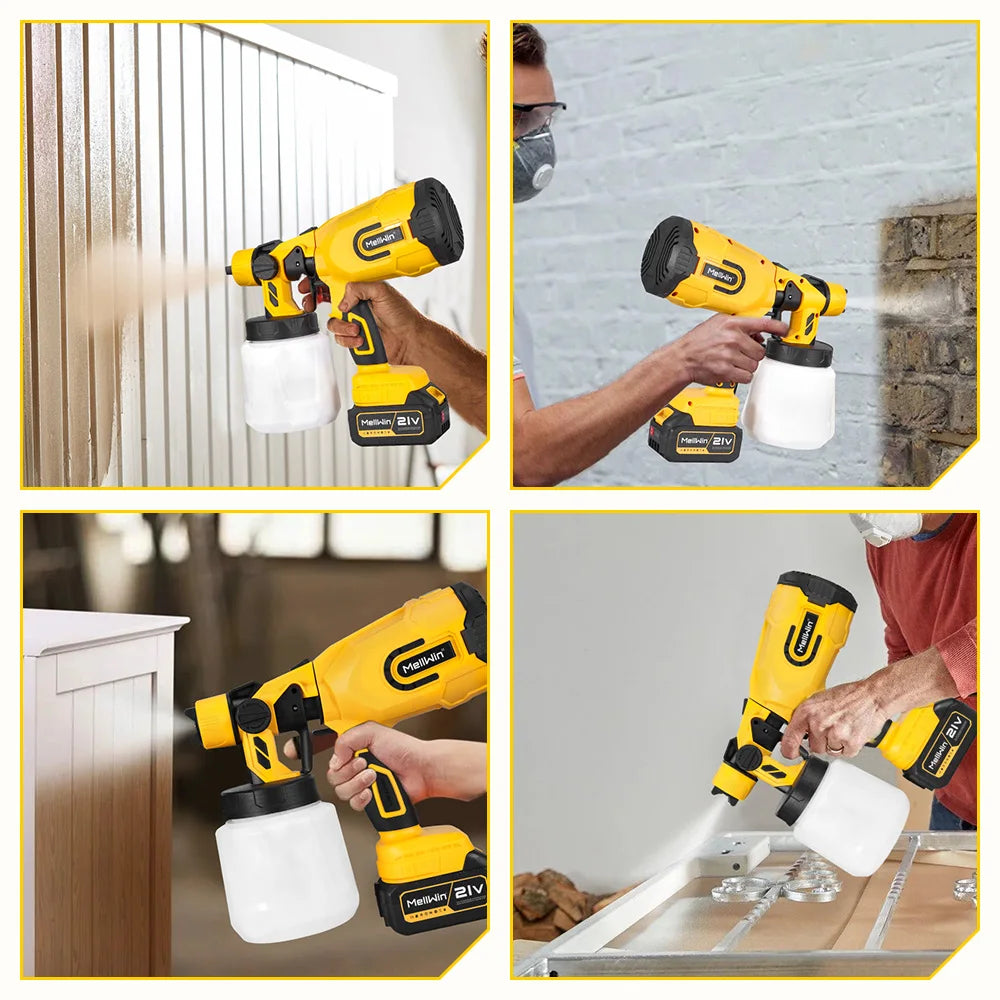 Pistolet de pulvérisation de peinture électrique sans fil 1200 ml MELLWIN – pulvérisateur HVLP compatible 18 V