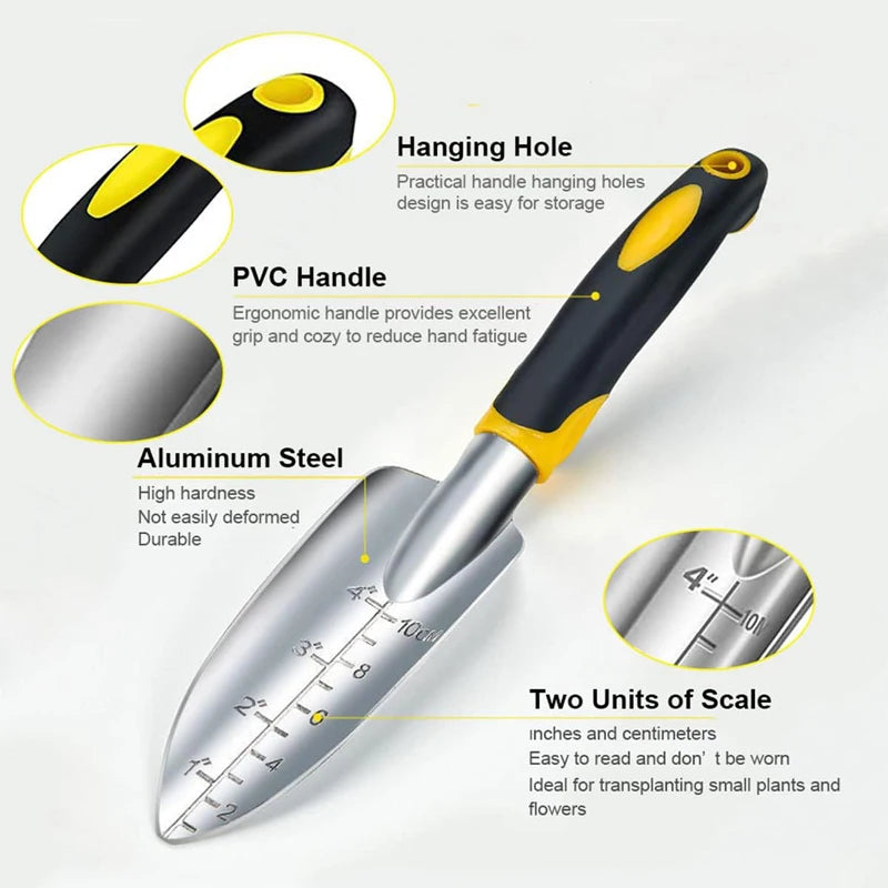 Outils de jardinage manuel en fonte d'aluminium, travail de jardinage extérieur, outils à main, plantation de fleurs et pelletage du sol, y compris truelle, râteau, fourchette
