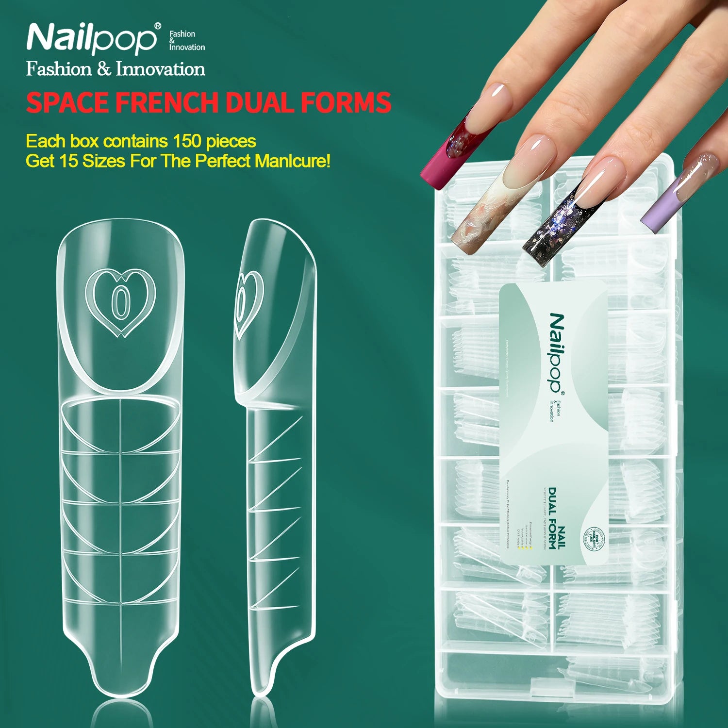 Moules Extensions Ongles 15 Tailles - Dual Forms French Nailpop Space 30 à 150 pcs