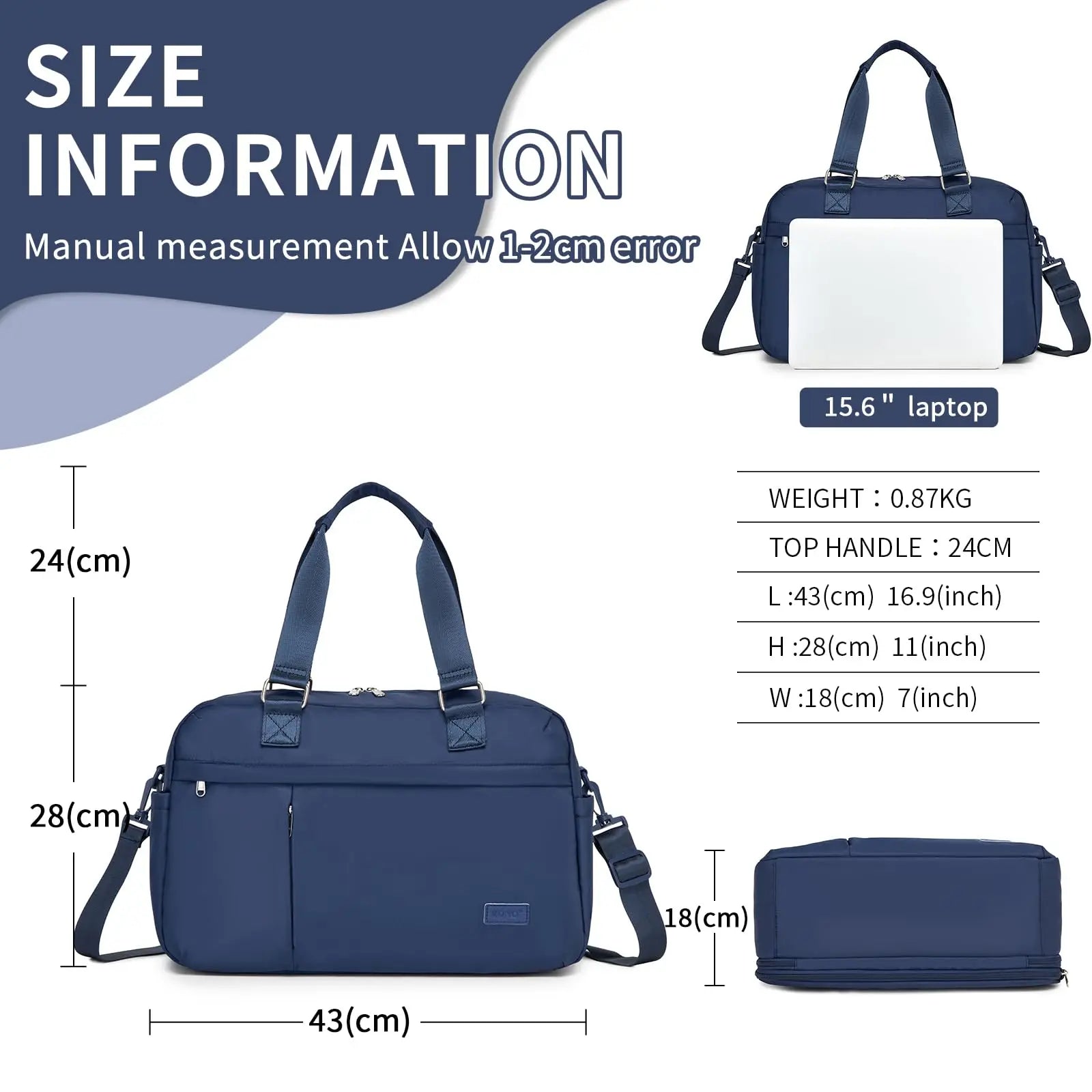 Sac de voyage extensible femmes et hommes KONO – hydrofuge, compartiments sec et humide