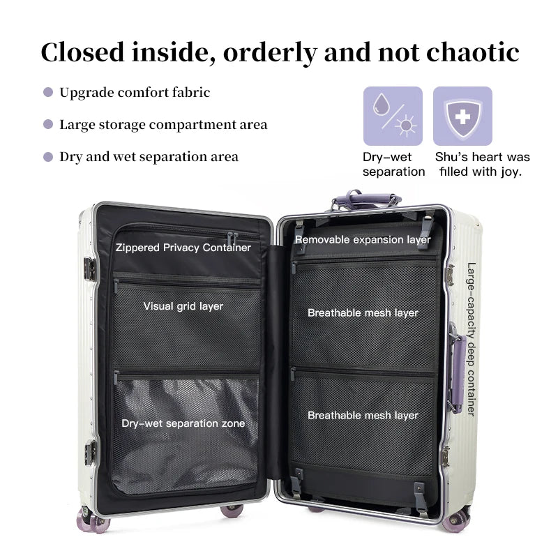 Valise à main Sushimu 20 pouces – Étui en cuir, trolley avec petite serrure à combinaison