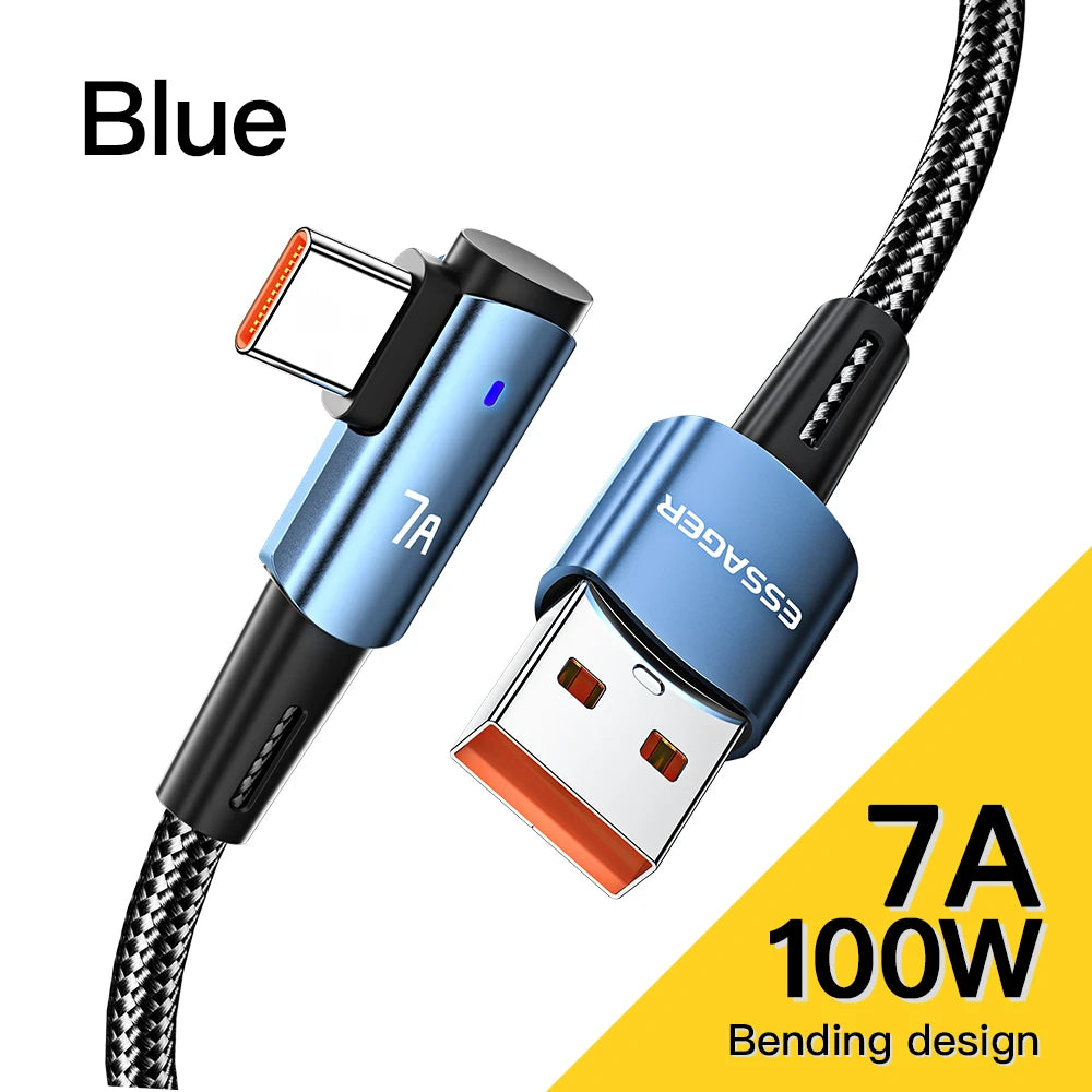 Câble USB Type-C vers USB-C Essager 100 W coudé à 90 degrés pour iPad, MacBook Pro, Xiaomi, Samsung, Huawei, charge rapide, Type-C, Date