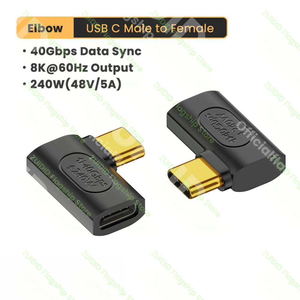 USB 4.0 40 Gbit/s PD240W USB-C auf USB-C Thunderbolt 3 Adapter 8K @ 60 Hz 48 V @ 5 A, Schnellladekonverter, OTG-Datenadapter für MacBook